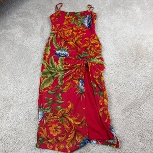 Spring Haze Mesh Lined Bodycon Midi Dress Floral Coquette Dainty Baddie Sz S